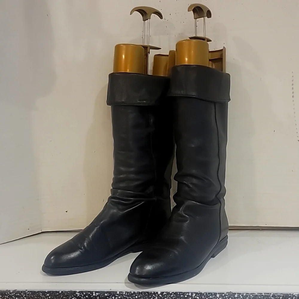 SANTANA CANADA BLACK LEATHER SLIP ON RIDING BOOTS (sz 10)